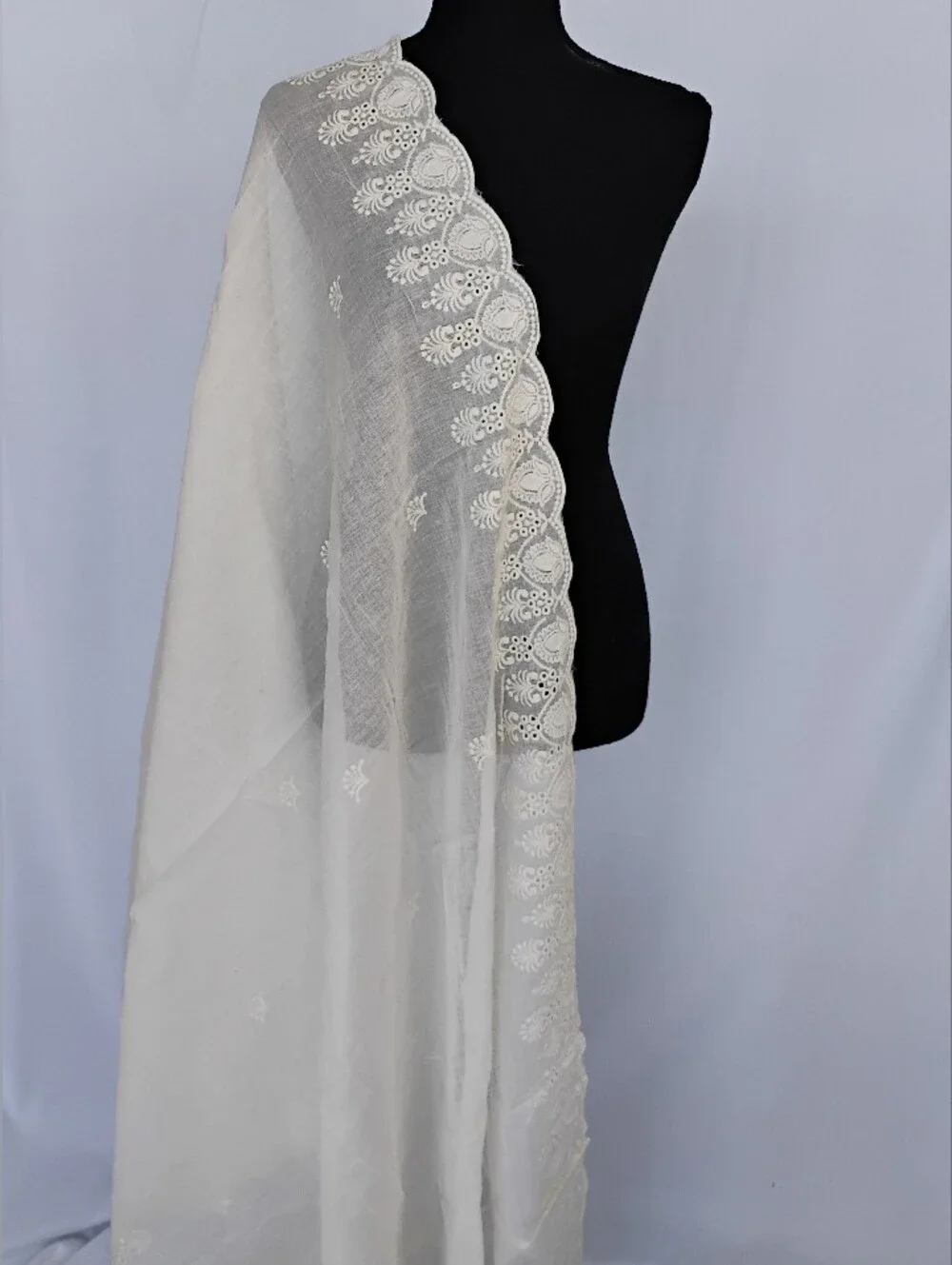 Elegant Cotton Off White  Embroidered Dupatta